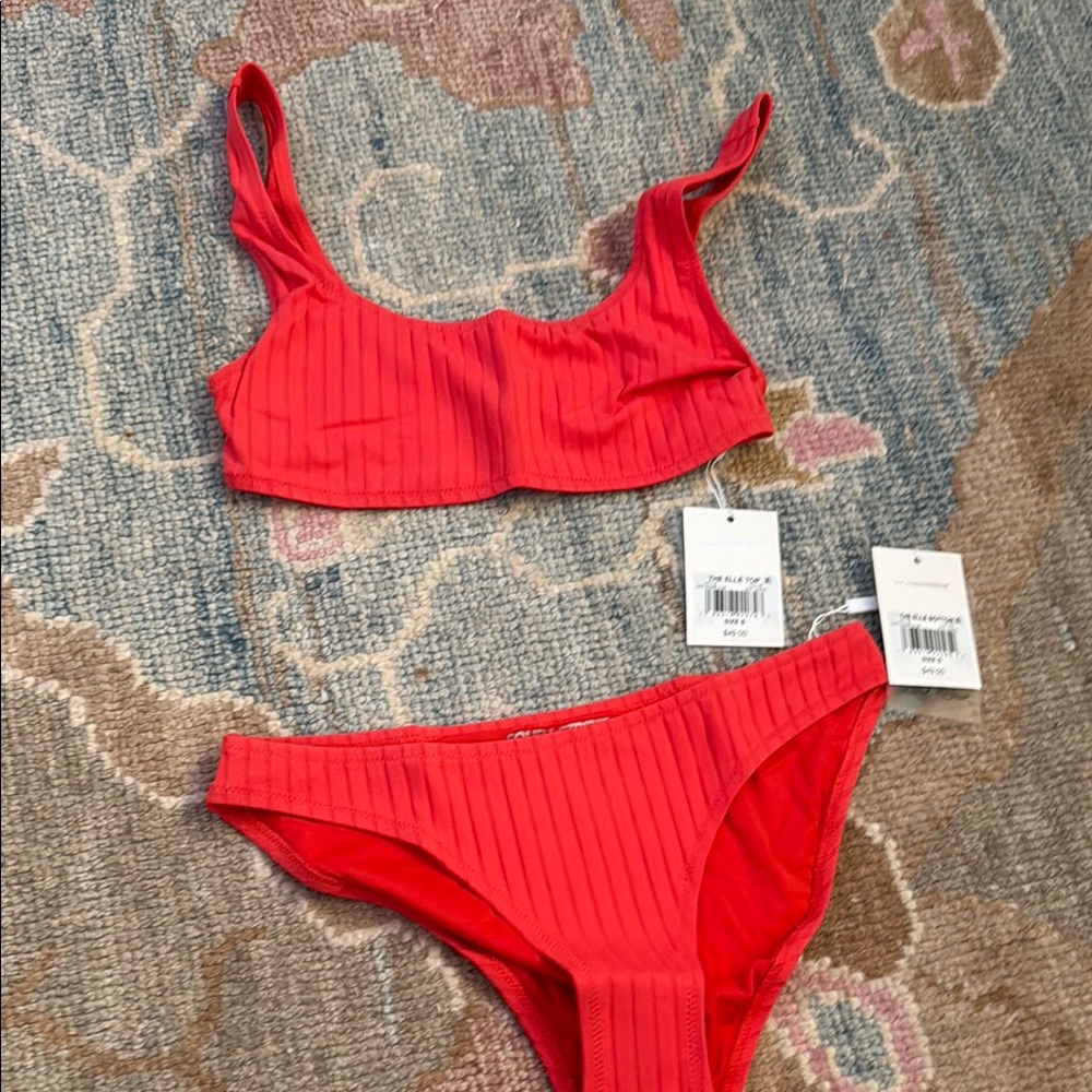 Red Ribbed Bikini Set from anthropologie